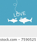 Valentine background: two fishes in love 7590525