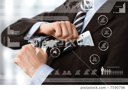 Business meeting in a virtual space conceptual business illustra Business meeting in a virtual space conceptual business illustra 7590796