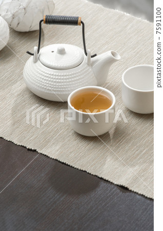 Tea set at beautiful lounge with nobody Tea set at beautiful lounge with nobody 7591100