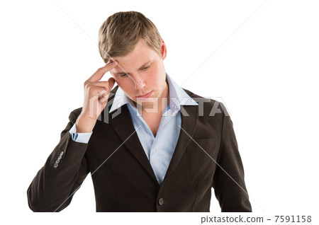 An aggravated businessman trying to keep it together - Isolated An aggravated businessman trying to keep it together - Isolated 7591158