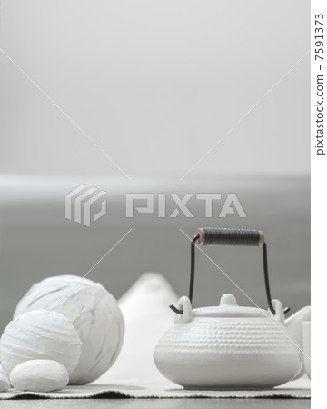 Tea set at beautiful lounge with nobody Tea set at beautiful lounge with nobody 7591373
