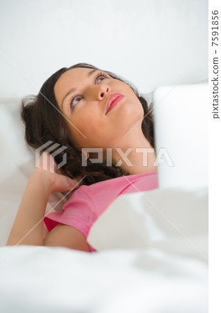 Young Beautiful Woman Holding Digital Tablet Young Beautiful Woman Holding Digital Tablet 7591856