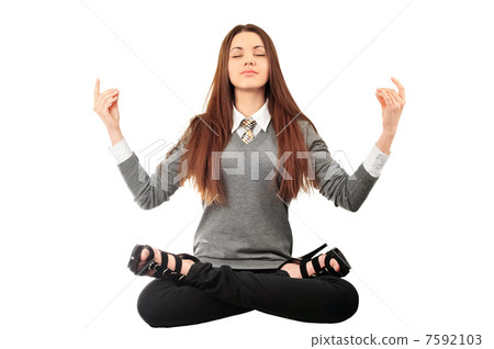 Portrait of young pretty student girl over white background medi Portrait of young pretty student girl over white background medi 7592103