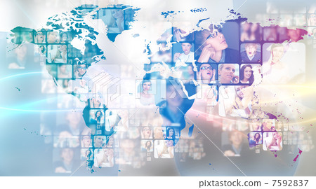 Photo of business people are glowing at world map. International Photo of business people are glowing at world map. International 7592837