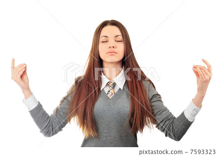 Portrait of young pretty student girl over white background medi Portrait of young pretty student girl over white background medi 7593323