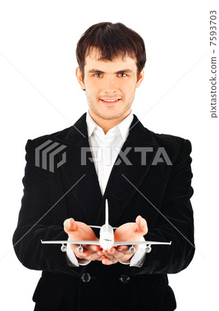 Portrait of young business man isolated on white background 7593703