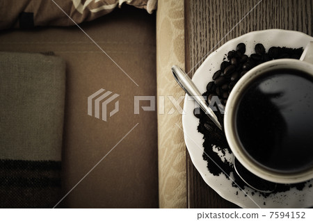 warm cup of coffee on brown background 7594152