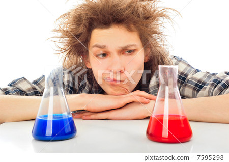 Portrait of funny young man with awesome hairdo isolated on whit Portrait of funny young man with awesome hairdo isolated on whit 7595298