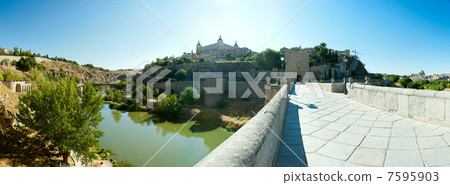 Beautiful bright panoramic view of Toledo, Spain Beautiful bright panoramic view of Toledo, Spain 7595903