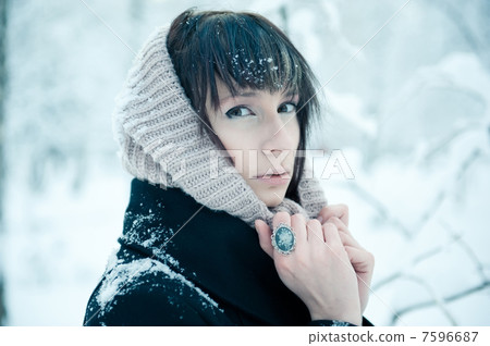 Closeup portrait of tired sick pretty woman Closeup portrait of tired sick pretty woman 7596687