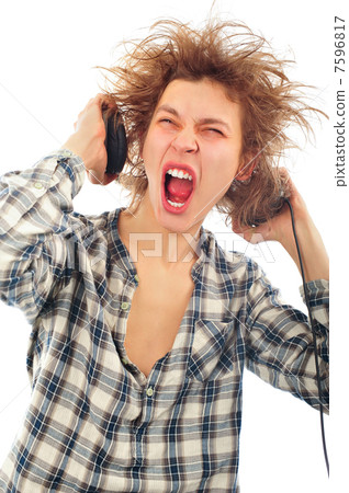 Crazy man portrait isolated background 7596817