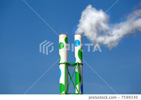 Two chimneys with smoke Two chimneys with smoke 7599330