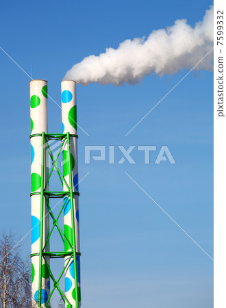 Two chimneys with smoke Two chimneys with smoke 7599332