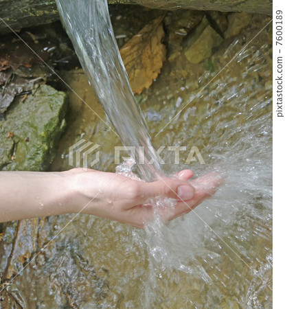 water flow in hands water flow in hands 7600189