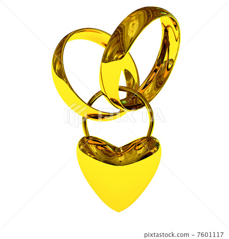 Two gold rings with heart Two gold rings with heart 7601117