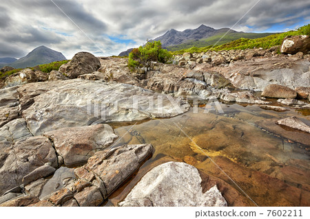 view on Black Cuillin ridge, Isle of Skye, Scotland 7602211