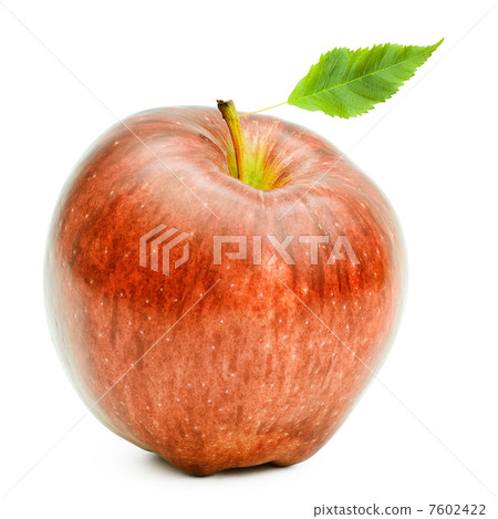 Red apple with green leaf. Large depth of field. Red apple with green leaf. Large depth of field. 7602422