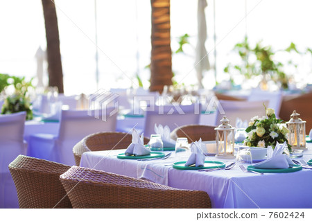Inside the luxury outdoor restaurant. Shallow depth of field. Inside the luxury outdoor restaurant. Shallow depth of field. 7602424