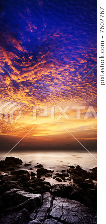 Spectacular sunset scene. Vertical panorama. Spectacular sunset scene. Vertical panorama. 7602767