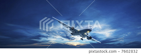 Evening flight. Panoramic shot. In high resolution. Evening flight. Panoramic shot. In high resolution. 7602832