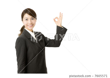 Female employee of OK sign Female employee of OK sign 7605571