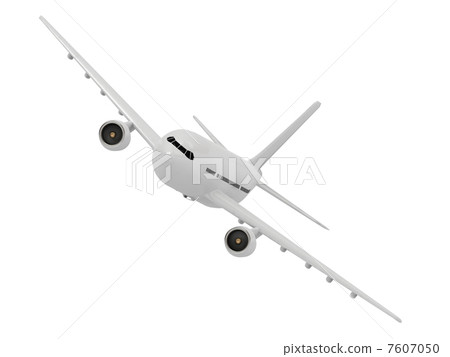 White passenger airliner makes a turn White passenger airliner makes a turn 7607050
