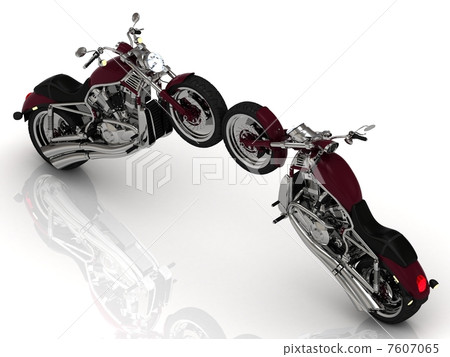 Two motorcycles standing wheel to wheel 7607065