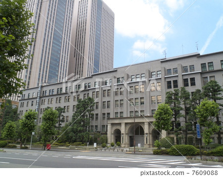 Ministry of Finance and National Tax Agency office building and blue sky 7609088