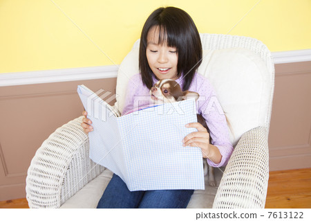 讀奇瓦瓦狗和書的女孩 7613122