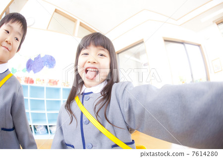 Funny kindergarten infant and male 7614280