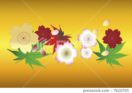 櫻花和秋天的落葉 7620705