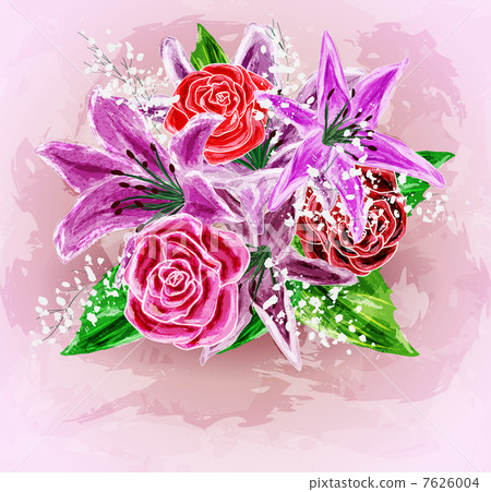 Painted flower background, vector illustration 7626004