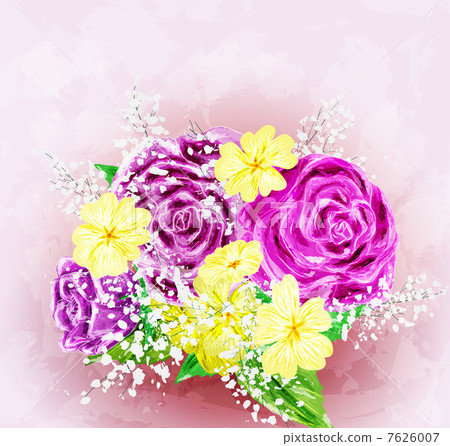 Painted flower background, vector illustration 7626007