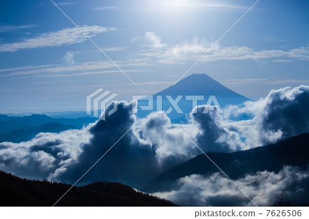 富士山從池塘的茶館森林 富士山從池塘的茶館森林 7626506