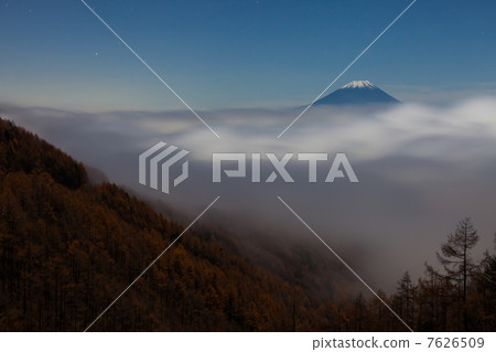 富士山從池塘的茶館森林 富士山從池塘的茶館森林 7626509