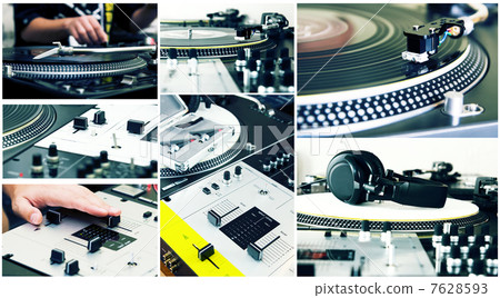 Collage of a DJ equipment Collage of a DJ equipment 7628593