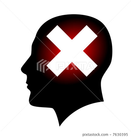 Silhouette of head with closed sign 7630395