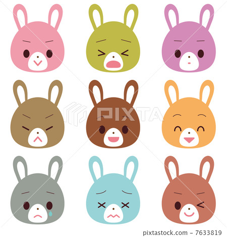 Rabbit face expression 9 types  Rabbit face expression 9 types 7633819