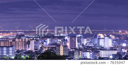 夜景 - 從大阪Sakai  -  Kishiwada的看法從中間Rokko山東部神戶市 7635047