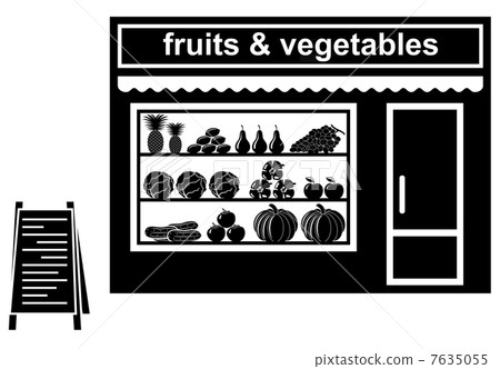 Black icon of shop of fruit 7635055