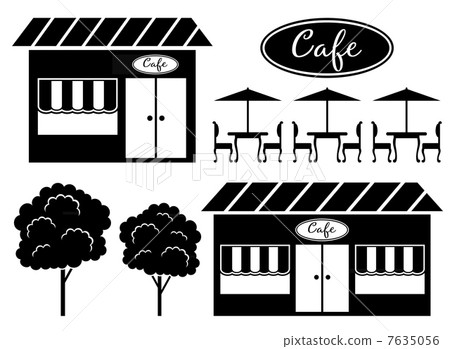 Black icon of cafe 7635056