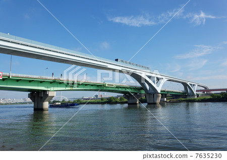 Pillar Liner and steel material ship passing through Fan Bridge 7635230