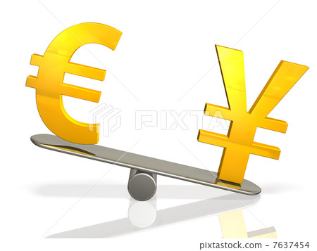 Abstract 3DCG illustration showing euro-yen appreciation 7637454