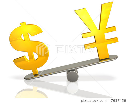 Abstract 3DCG illustration showing depreciation of the yen against the yen 7637456