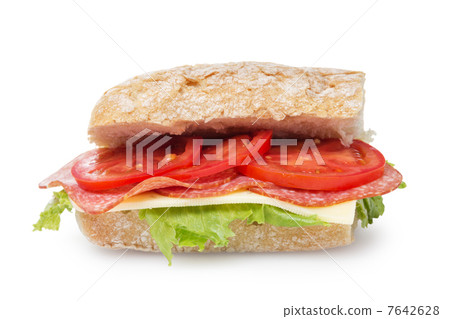 big sandwich with salami cheese and tomato big sandwich with salami cheese and tomato 7642628