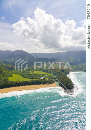 夏威夷考艾島海島Rumahai海灘海灘航拍照片 7642940