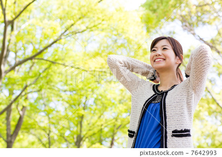 A woman relaxing in the park A woman relaxing in the park 7642993