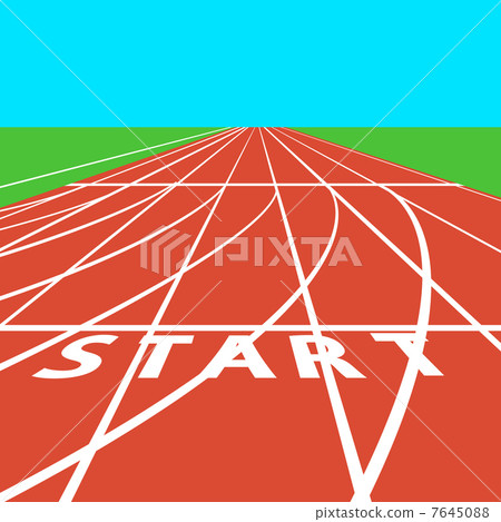 Red treadmill at the stadium with white lines.  vector illustrat 7645088