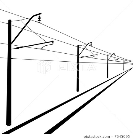 Railroad overhead lines. Contact wire. Vector illustration. Railroad overhead lines. Contact wire. Vector illustration. 7645095