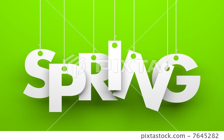 Spring word hanging on a strings - Stock Illustration [7645282] - PIXTA